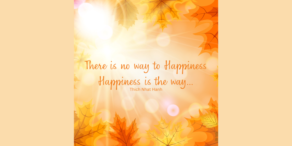 there is no way to happiness,
happiness is the way quote