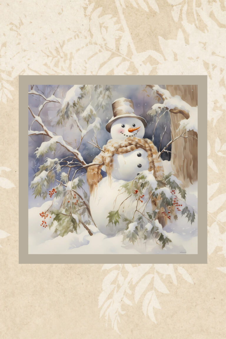 Vintage Snowman in cedars